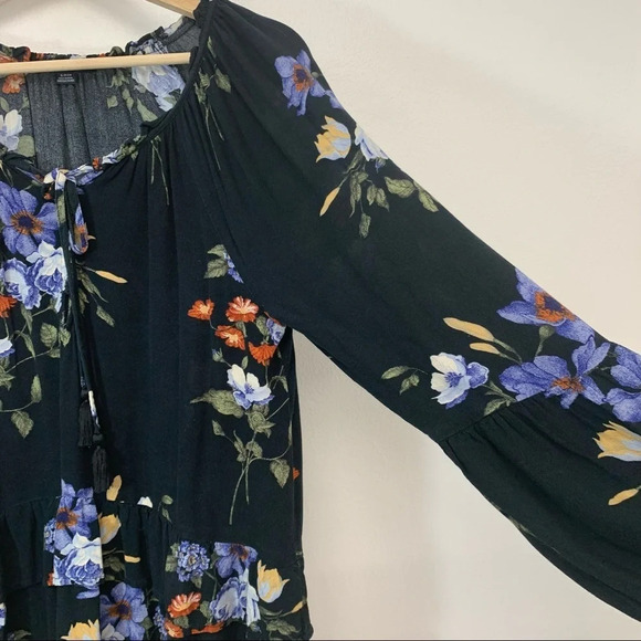 American Eagle Womens Peasant Top Small  Floral Ruffles Fairy Grunge Work Casual - Picture 11 of 12